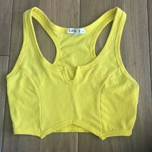 Bright Yellow ribbed crop top